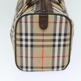 Luxury BurberrySs Nova Check Boston Bag Canvas Beige Auth ki4441