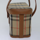 Luxury BurberrySs Nova Check Hand Bag Canvas Beige Auth ki4571