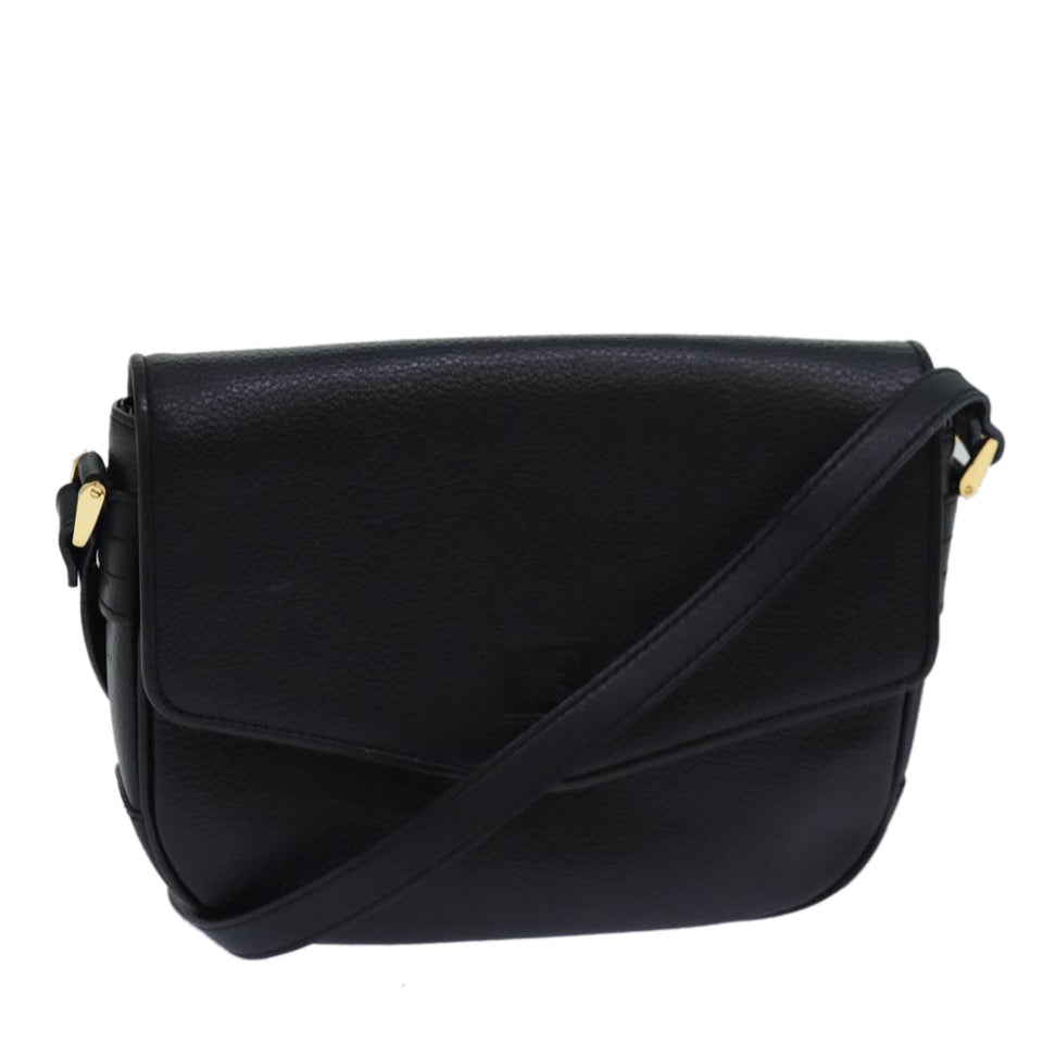 Luxury BurberrySs Shoulder Bag Leather Black Auth ki4643