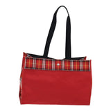 Luxury Burberry Nova Check Tote Bag Nylon Red Silver Auth ki4714