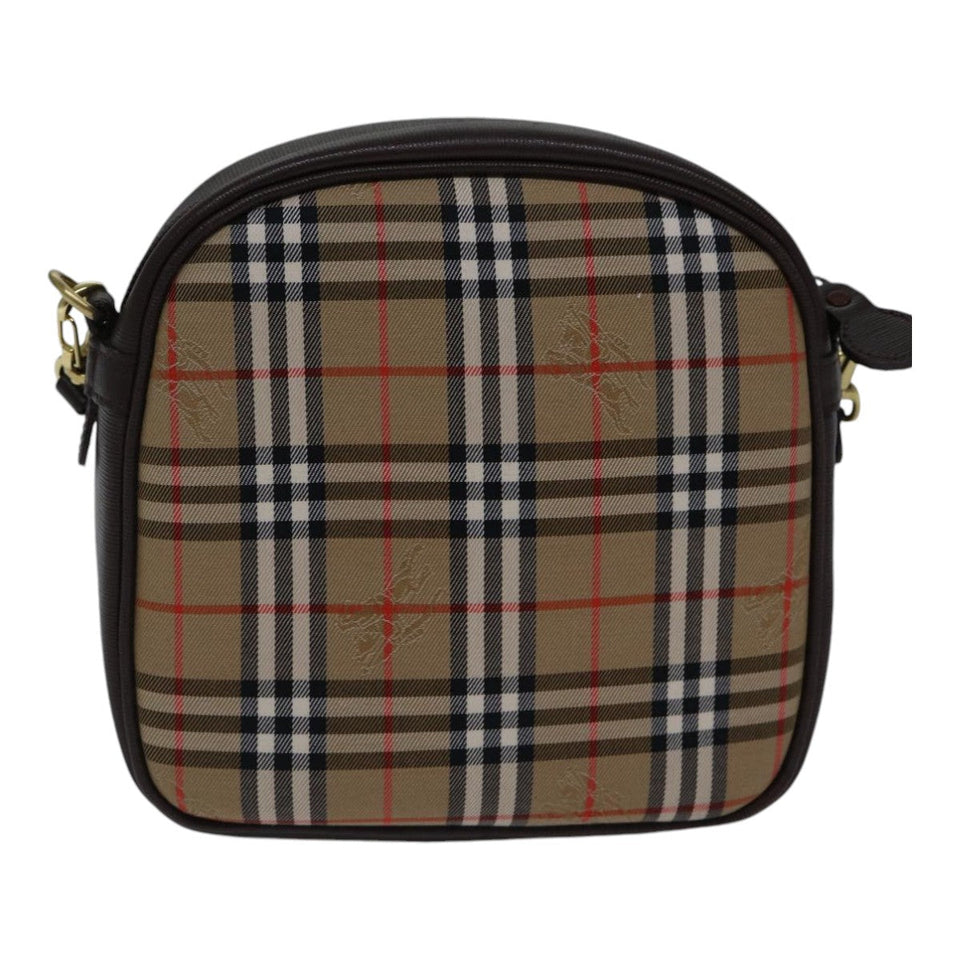 Luxury BurberrySs Nova Check Shoulder Bag Canvas Beige Brown Auth ki4917A