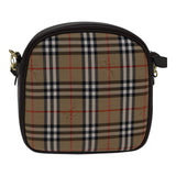 Luxury BurberrySs Nova Check Shoulder Bag Canvas Beige Brown Auth ki4917A