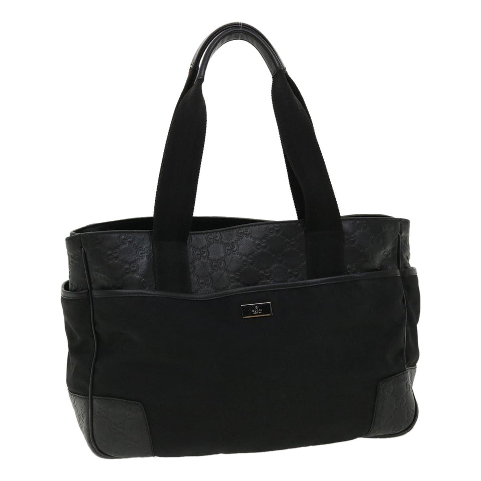 Gucci Guccissima Tote Bag Canvas Leather Black kk141