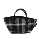 Luxury BurberrySs Nova Check Blue Label Hand Bag Nylon Black Auth kk206
