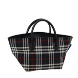 Luxury BurberrySs Nova Check Blue Label Hand Bag Nylon Black Auth kk207