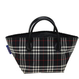 Luxury BurberrySs Nova Check Blue Label Hand Bag Nylon Black Auth kk207