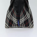 Luxury BurberrySs Nova Check Blue Label Hand Bag Nylon Black Auth kk207