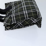 Luxury Burberry Nova Check Hand Bag Nylon Green Black Auth kk224