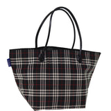 Luxury BurberrySs Nova Check Blue Label Tote Bag Nylon Black Auth kk241
