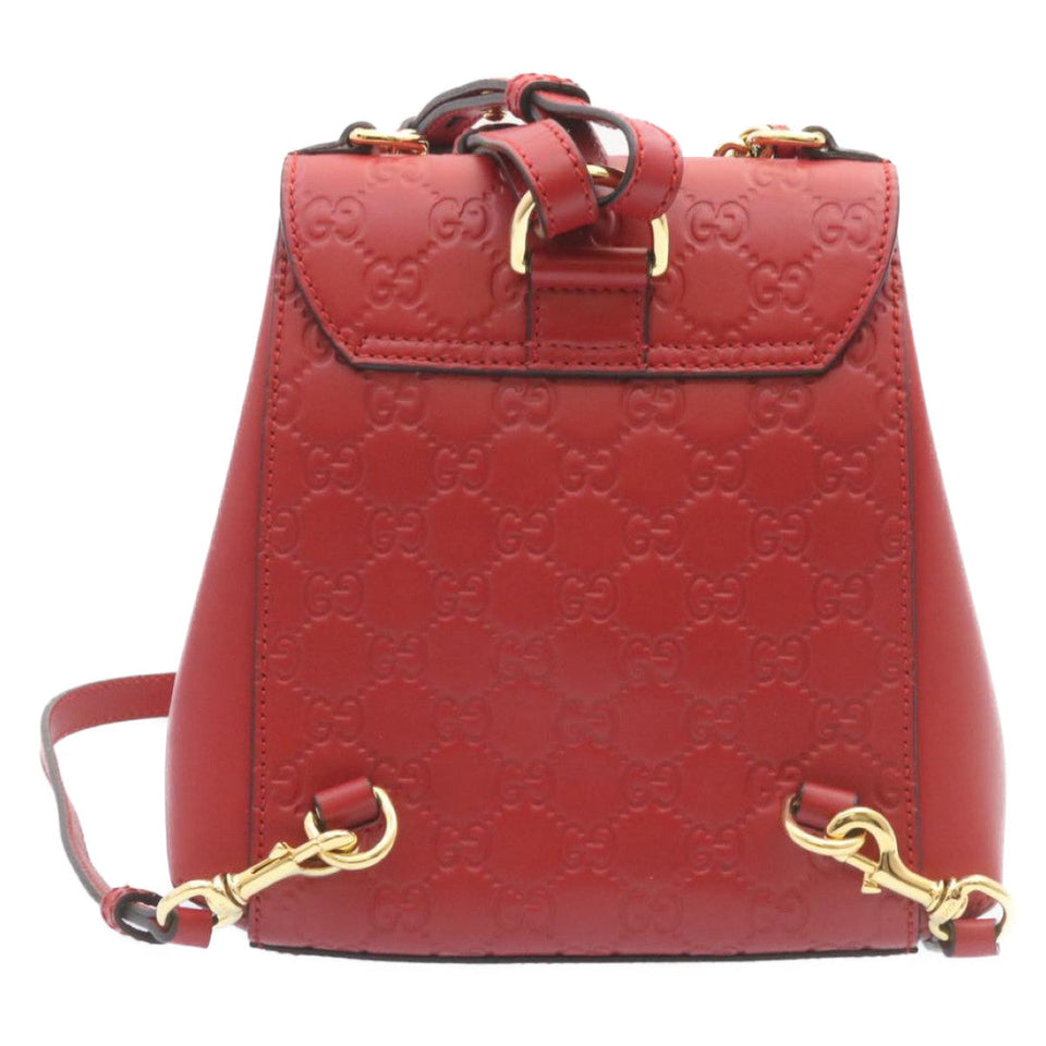 Gucci Guccissima GG Padlock Backpack Leather Red knn037