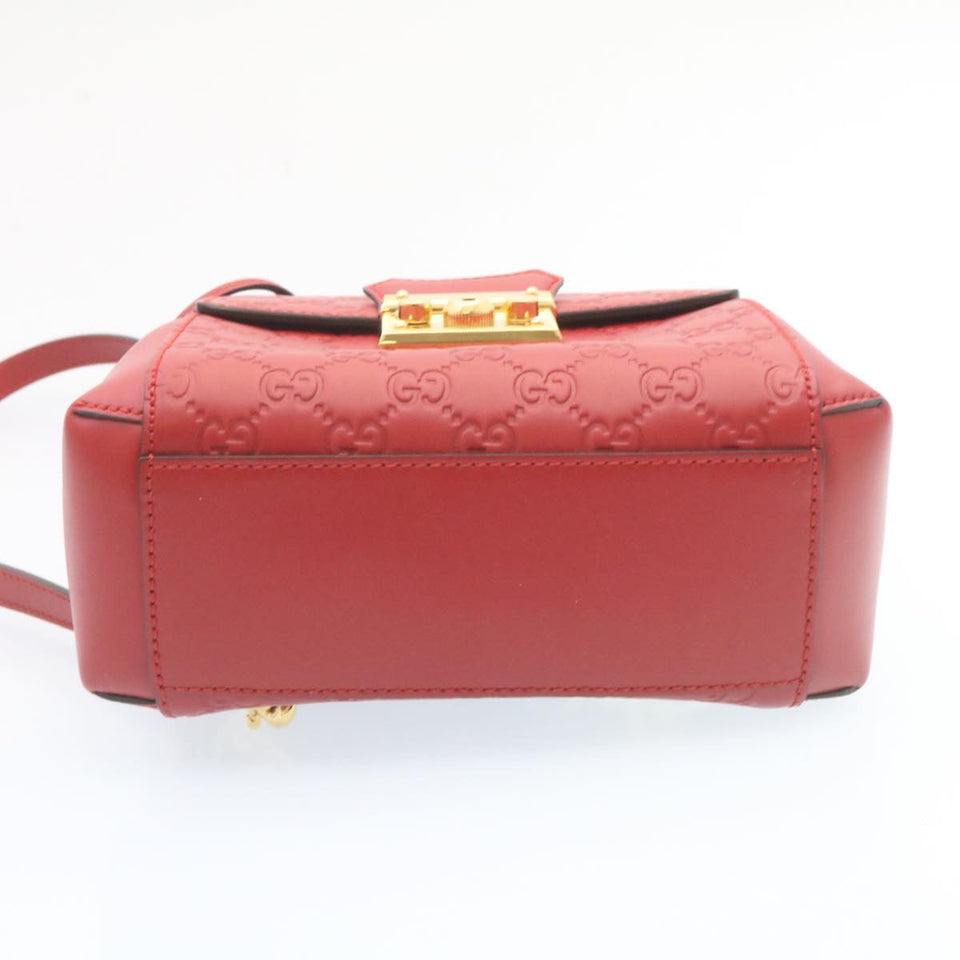 Gucci Guccissima GG Padlock Backpack Leather Red knn037