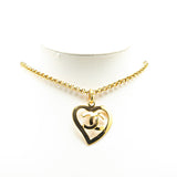 Chanel Gold-Plated Coco Mark Heart Motif Necklace 95P