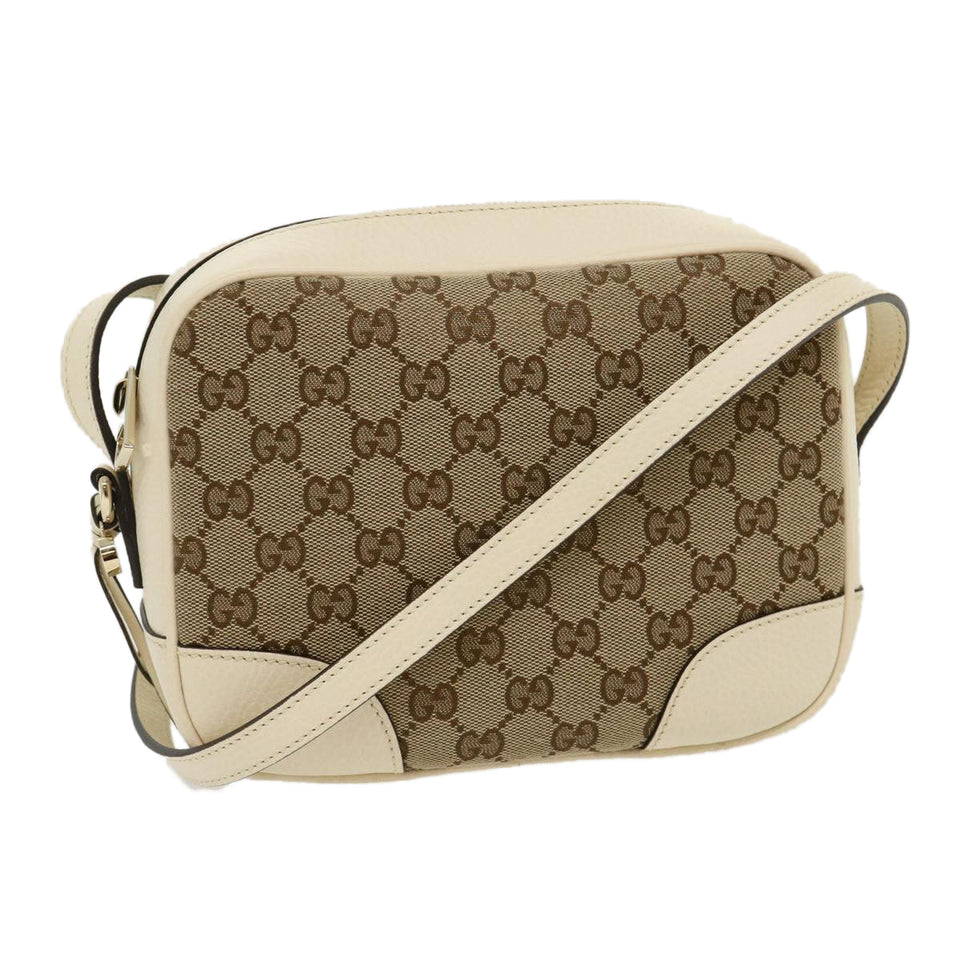 Gucci GG Canvas Shoulder Bag Beige White lt557A