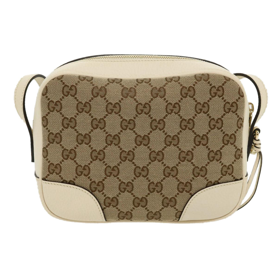 Gucci GG Canvas Shoulder Bag Beige White lt557A
