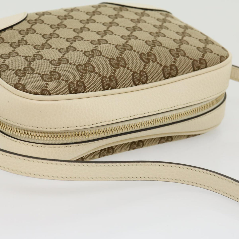 Gucci GG Canvas Shoulder Bag Beige White lt557A