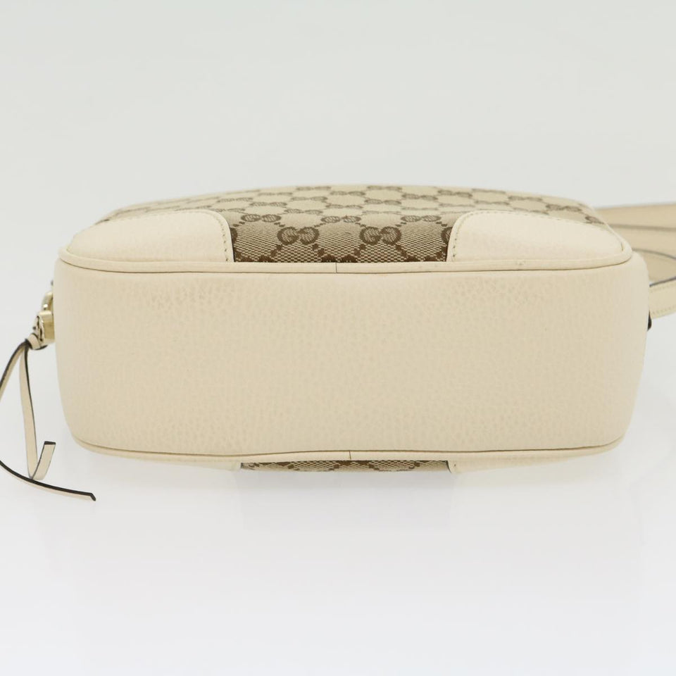 Gucci GG Canvas Shoulder Bag Beige White lt557A