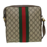 Gucci GG Canvas Web Sherry Line Shoulder Bag Beige Red Green lt689