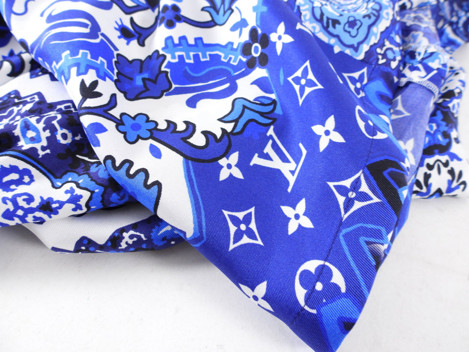 Louis Vuitton Blue and White Silk Twill Bandana Print Shorts - 38