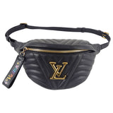 Louis Vuitton Black Leather Quilted LV Logo New Wave Bum Bag