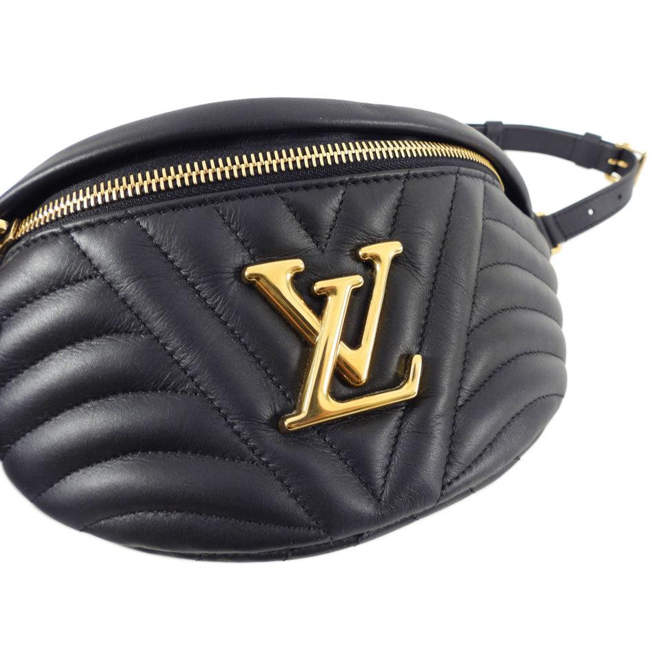 Louis Vuitton Black Leather Quilted LV Logo New Wave Bum Bag