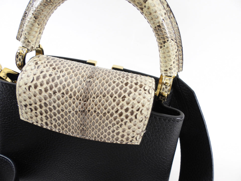 Louis Vuitton Capucines Mini Python and Black Leather Bag