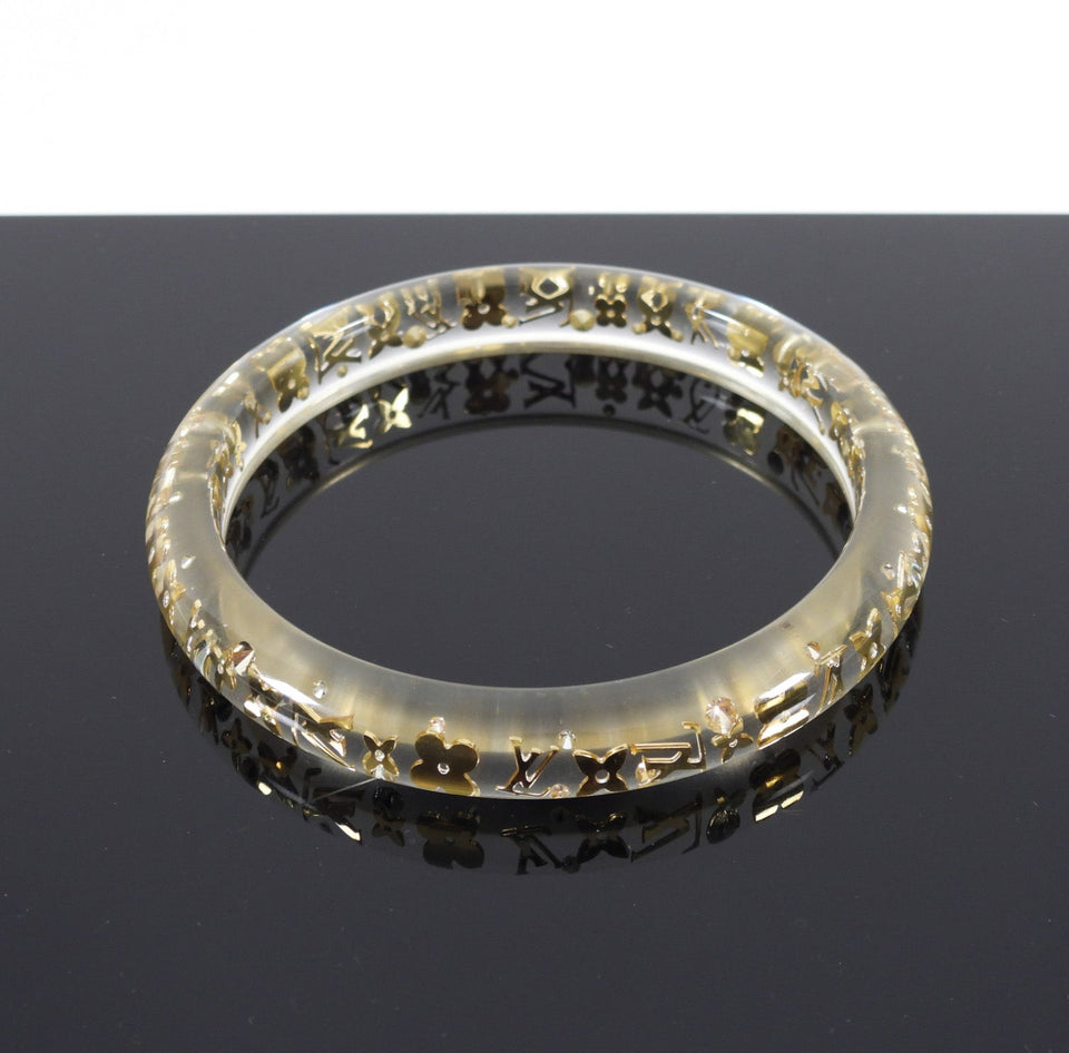 Louis Vuitton Clear and Gold Inclusion Thin Resin Bangle Bracelet