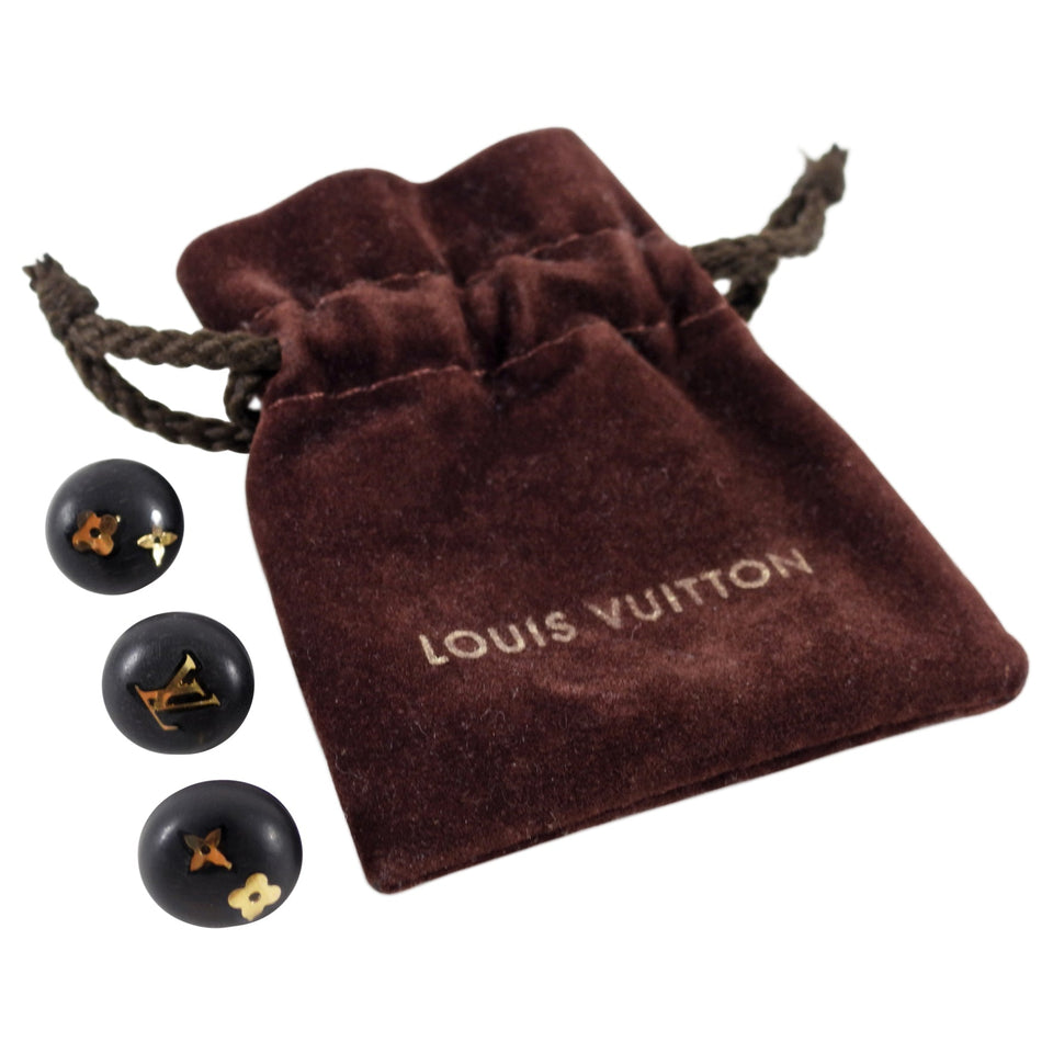 Louis Vuitton Trio of Logo Wood Stud Earrings