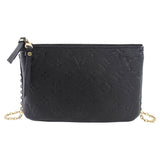 Louis Vuitton Black Empreinte Leather Double Zip Pochette Chain Bag