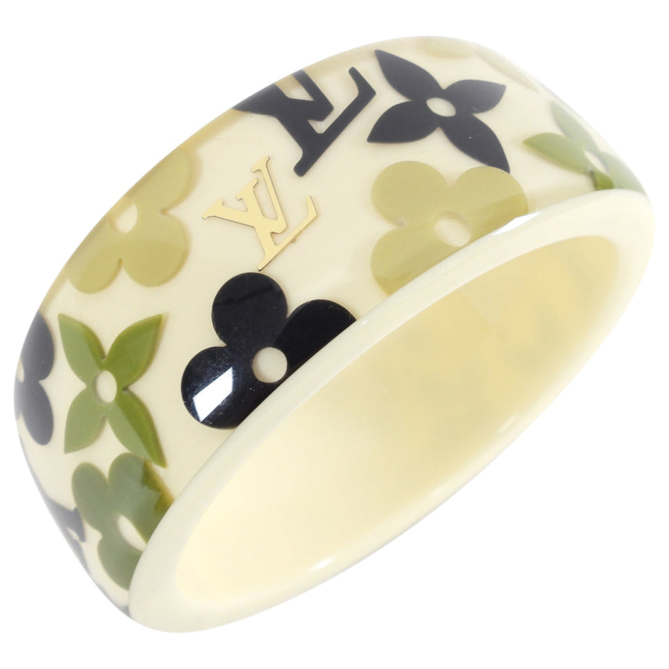 Louis Vuitton Resin Monogram Logo Bangle Green