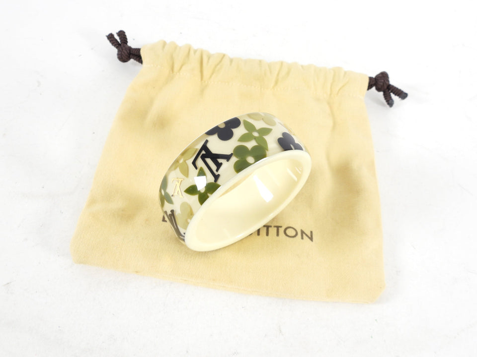 Louis Vuitton Resin Monogram Logo Bangle Green