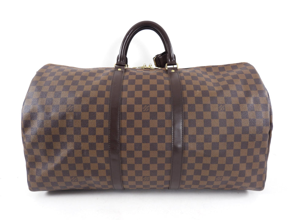 Louis Vuitton Damier Ebene Keepall 55 Bandouliere Travel Duffle Bag