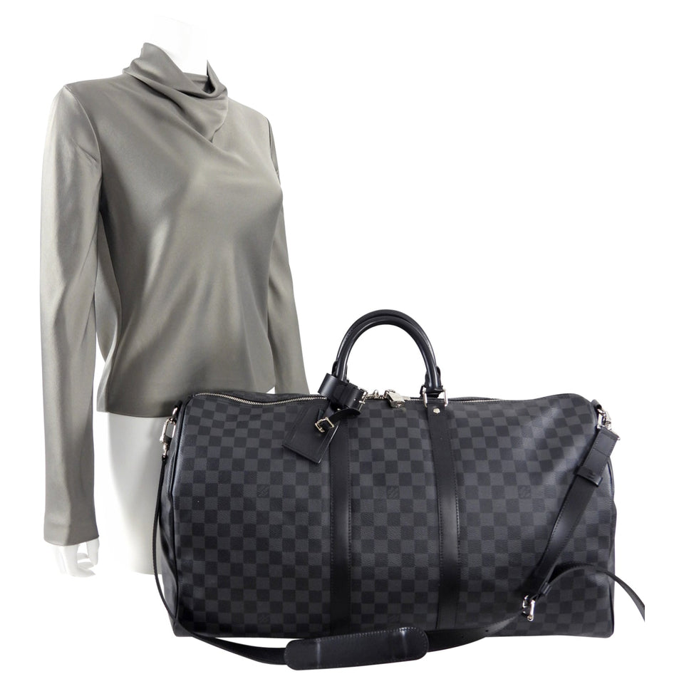 Louis Vuitton Damier Graphite Keepall Bandouliere 55 Travel Duffle Bag