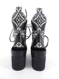 Louis Vuitton Black and White 1854 Brocade Laureate Platform Desert Boot - 36