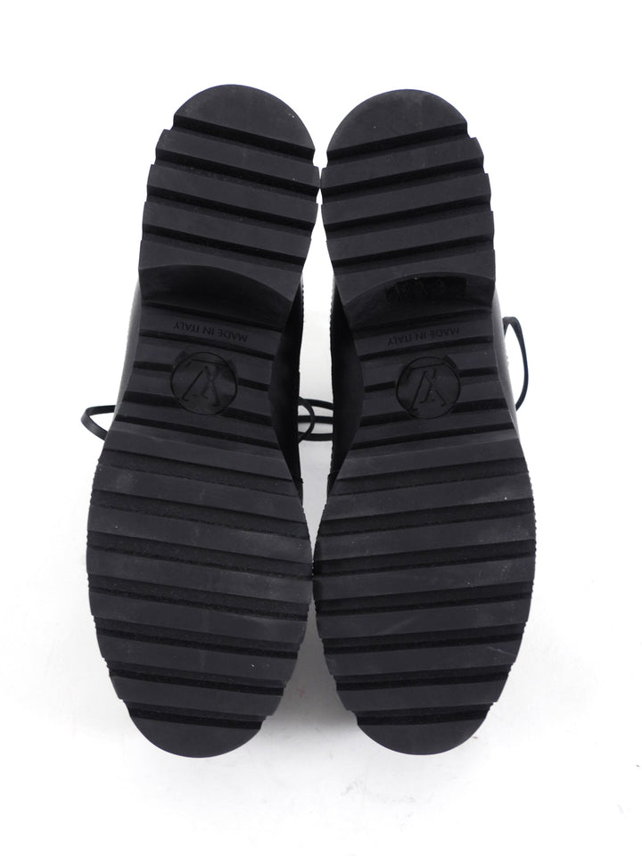 Louis Vuitton Black and White 1854 Brocade Laureate Platform Desert Boot - 36
