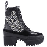 Louis Vuitton Black and White 1854 Brocade Laureate Platform Desert Boot - 36