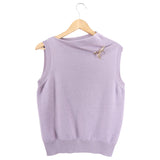 Louis Vuitton Lilac Purple Cashmere Sleeveless Sweater with Pin - S / M