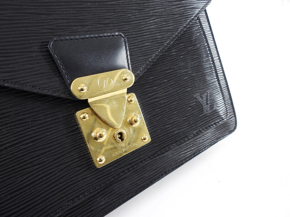 Louis Vuitton Vintage Black Epi Monceau Book Bag