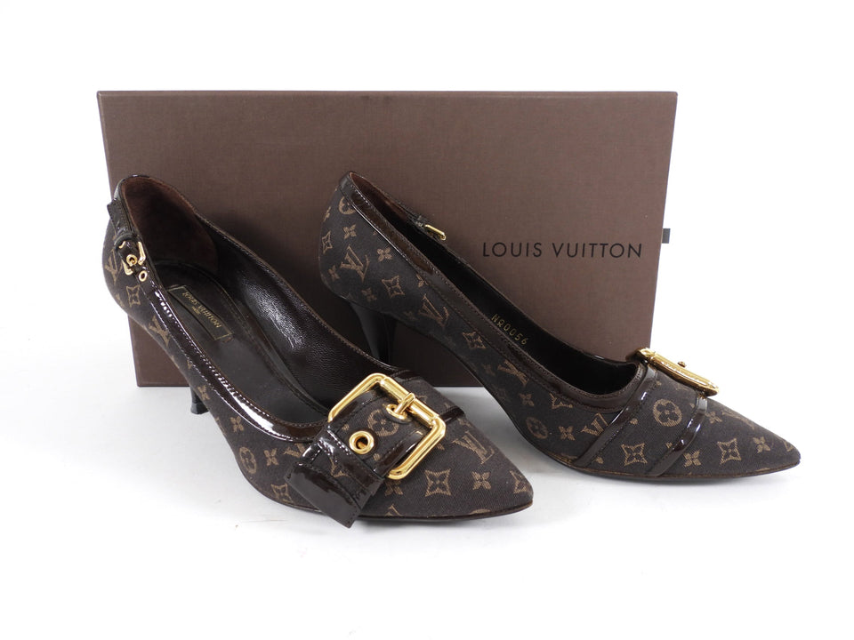 Louis Vuitton Vintage 2006 Brown Monogram Gold Buckle Pumps - 36.5