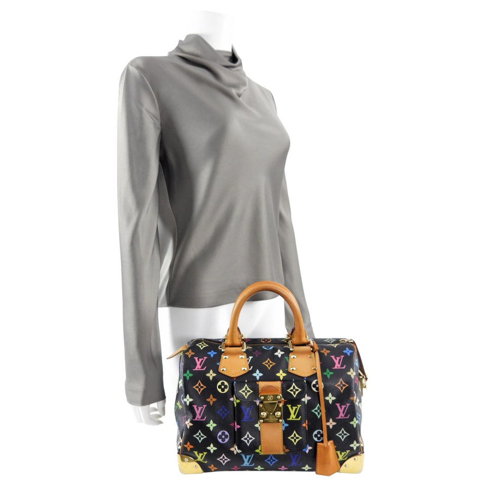 Louis Vuitton Monogram Multicolore Murakami Speedy 30 Black