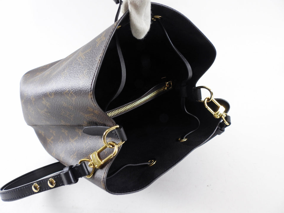 Louis Vuitton Monogram Canvas Black Leather Neo Noe MM Bag