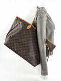 Louis Vuitton Monogram Neverfull GM Large Tote Bag and Pouch