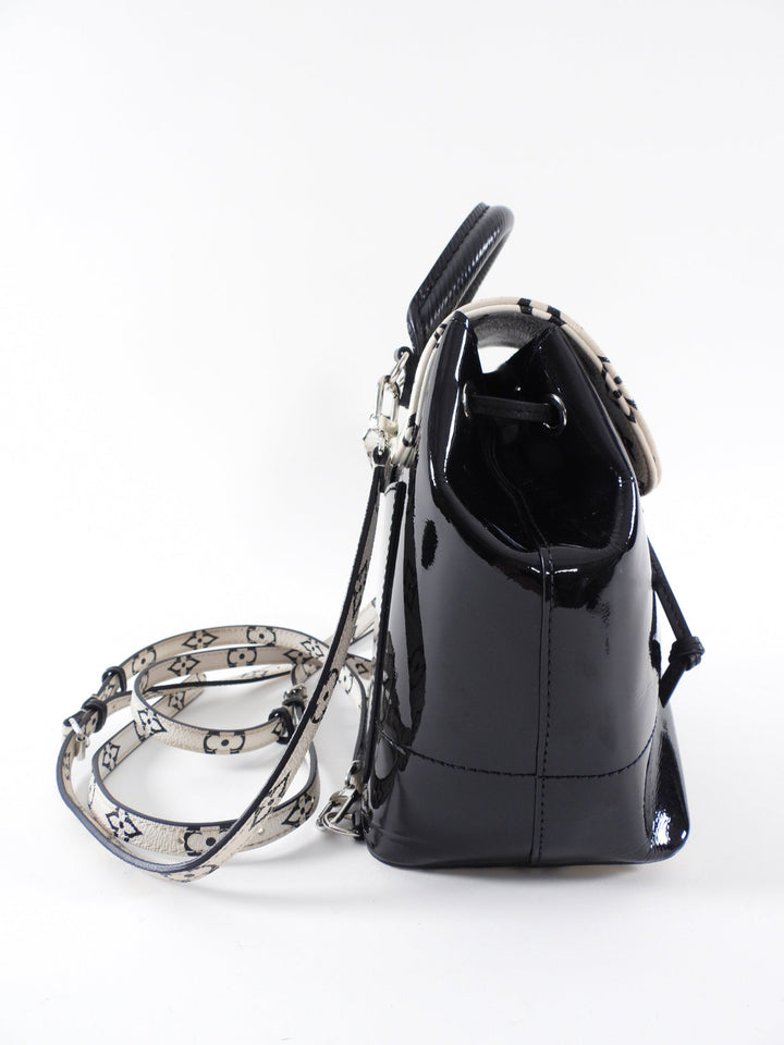 Louis Vuitton Black and White Patent Hot Springs Backpack