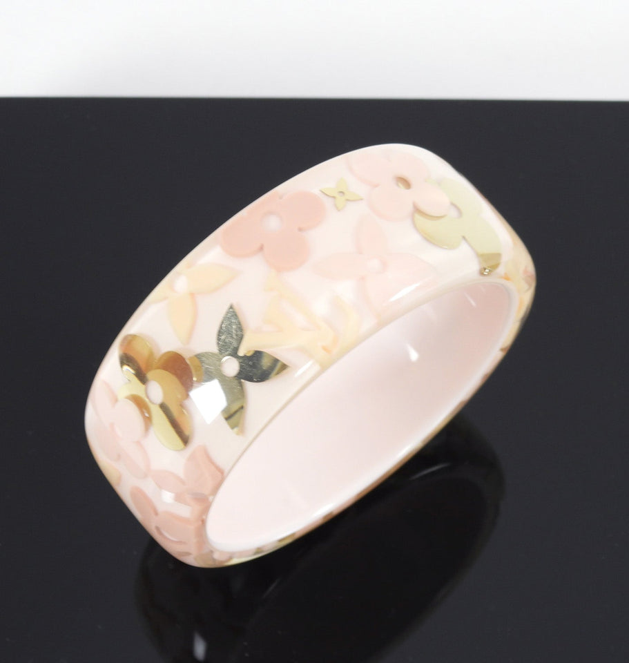 Louis Vuitton Pink and Gold Inclusion Wide Resin Bangle Bracelet