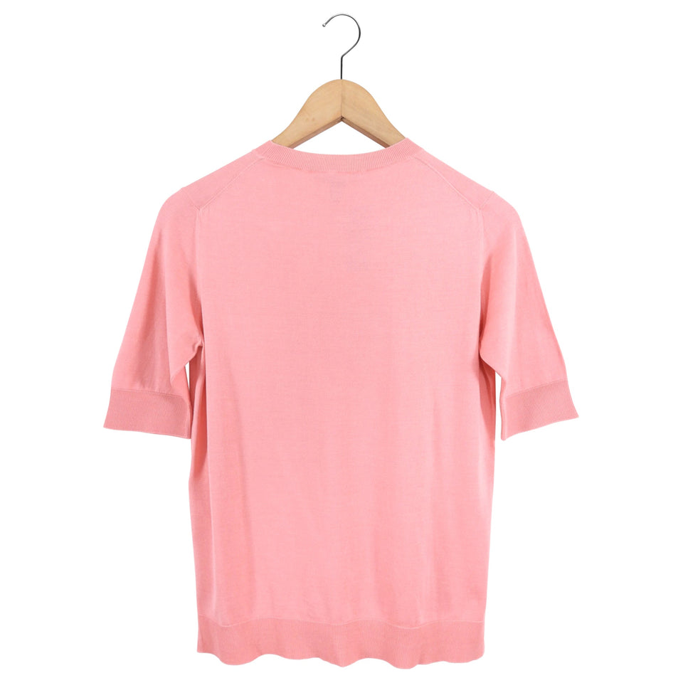 Louis Vuitton Salmon Pink Knit Short Sleeve Sweater Top - S (4/6)