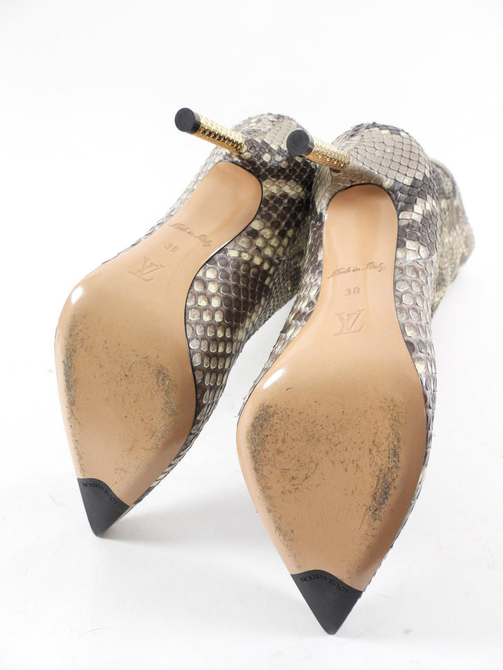 Louis Vuitton Limited Edition Tall Python Gold Heel Boots - 7 / 7.5