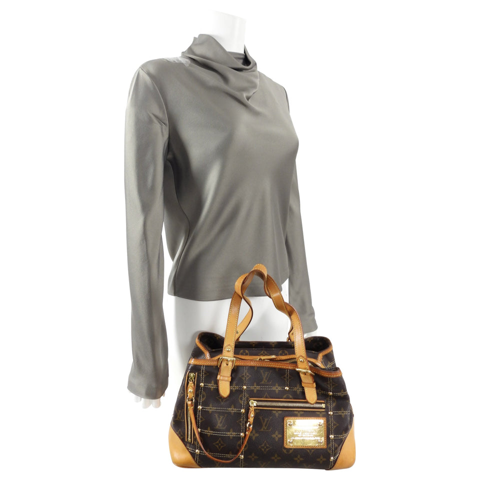 Louis Vuitton Monogram Small Zippered Riveting Tote Bag