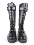 Louis Vuitton Black Leather and Monogram Territory Tall Lace Up Ranger Boot - 37 