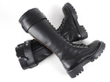Louis Vuitton Black Leather and Monogram Territory Tall Lace Up Ranger Boot - 37 
