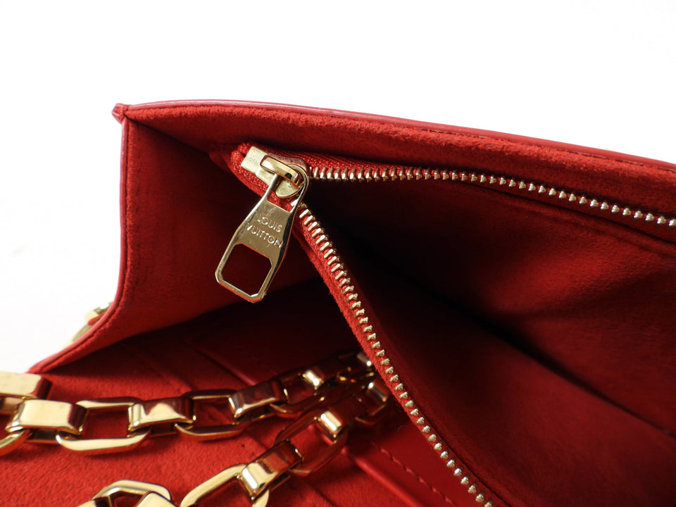 Louis Vuitton Red Leather Airy V Pochette Louise Chain Strap Bag