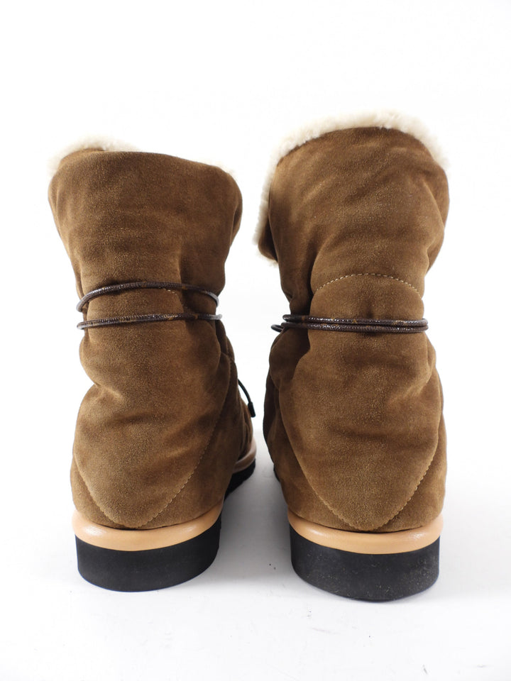 Louis Vuitton Brown Suede Shearling Pillow Boot - 38 / 7.5